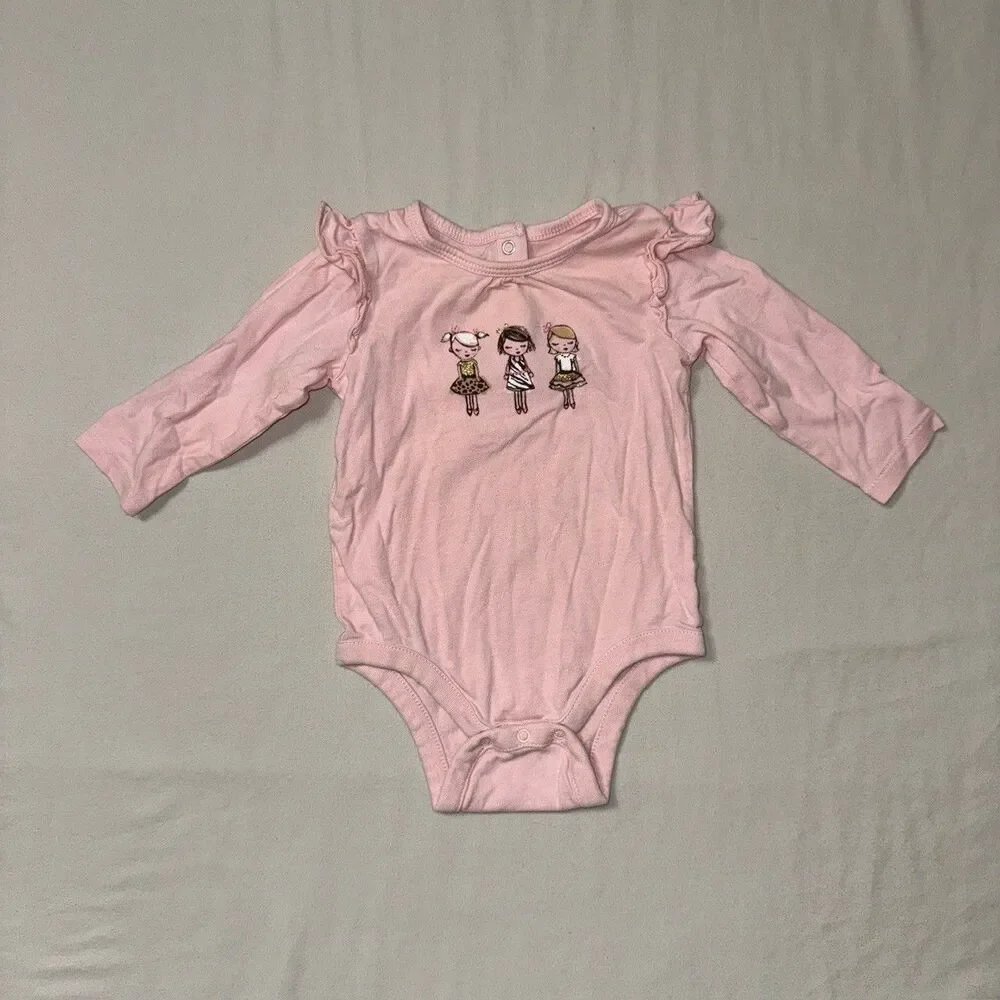 Gap Pink One Piece Girls 3-6 Months Ruffle Long Sleeve Glitter Winter